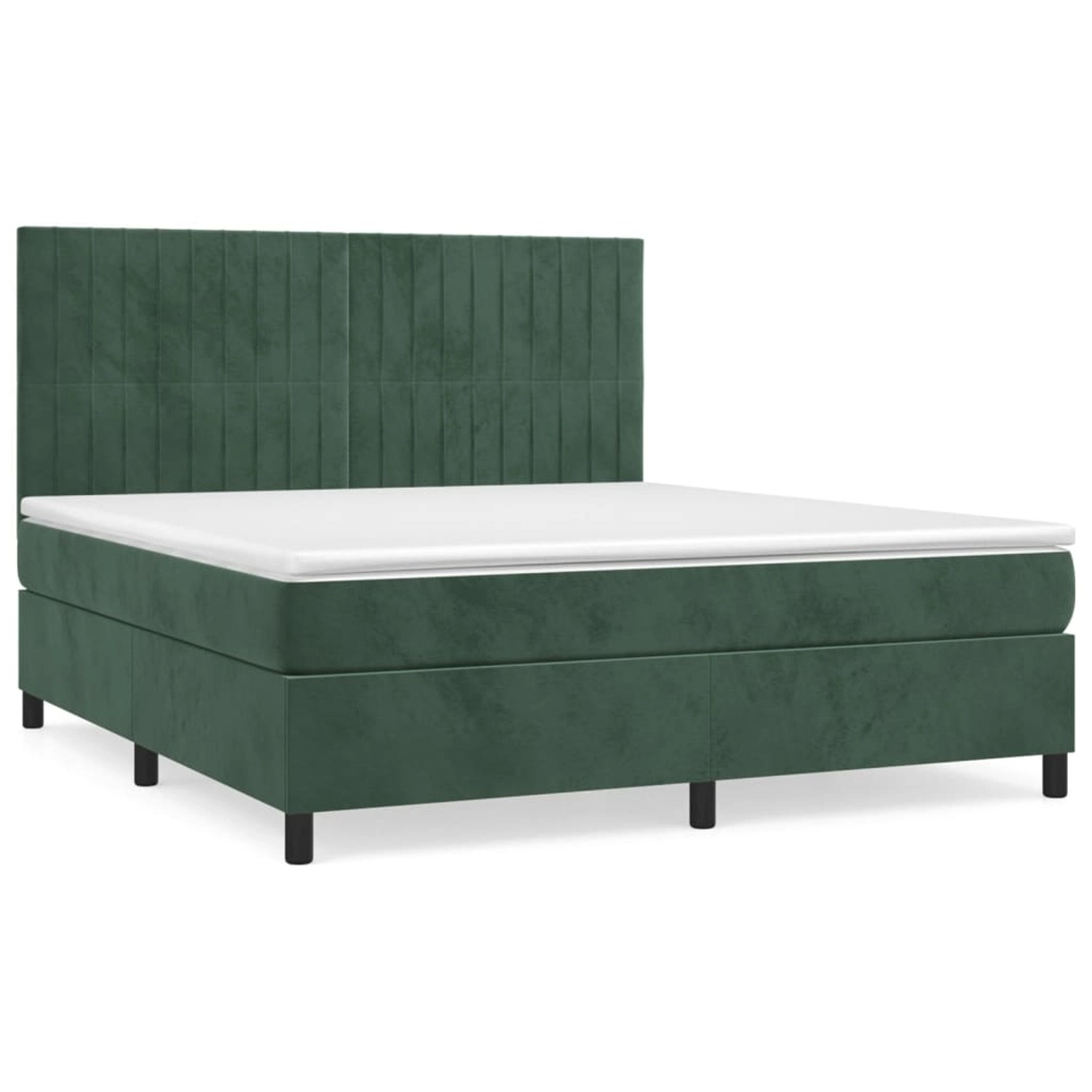 vidaXL Boxspringbett mit Matratze Dunkelgrün 160x200 cm Samt1368040 günstig online kaufen