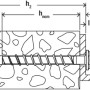 Skizze: Fischer Betonschraube UltraCut FBS II 8 x 90 mm mit Sechskantkopf und U-Scheibe im Beton.