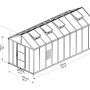 Technische Zeichnung: Palram Canopia Glory 6x2.5 Gewächshaus mit Maßen.