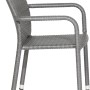 Grauer Siena Garden Stapelsessel Minas aus Gardino-Geflecht mit Aluminiumgestell. Gartenstuhl für Terrasse und Balkon.