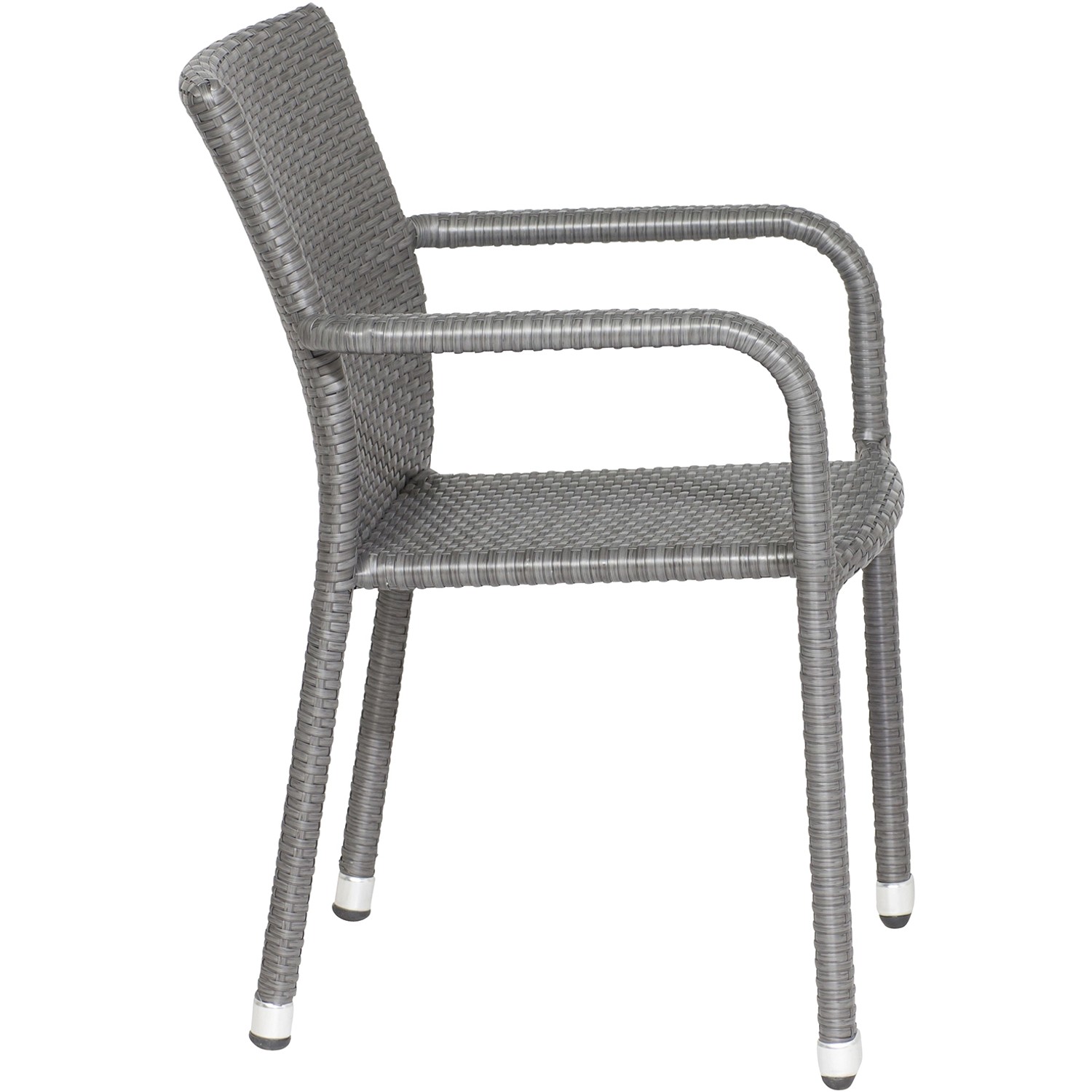 Grauer Siena Garden Stapelsessel Minas aus Gardino-Geflecht mit Aluminiumgestell. Gartenstuhl für Terrasse und Balkon.