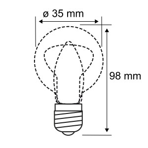 Technische Zeichnung: Paulmann LED-Kerze Filament Plug & Shine, Maße: 35 x 98 mm.