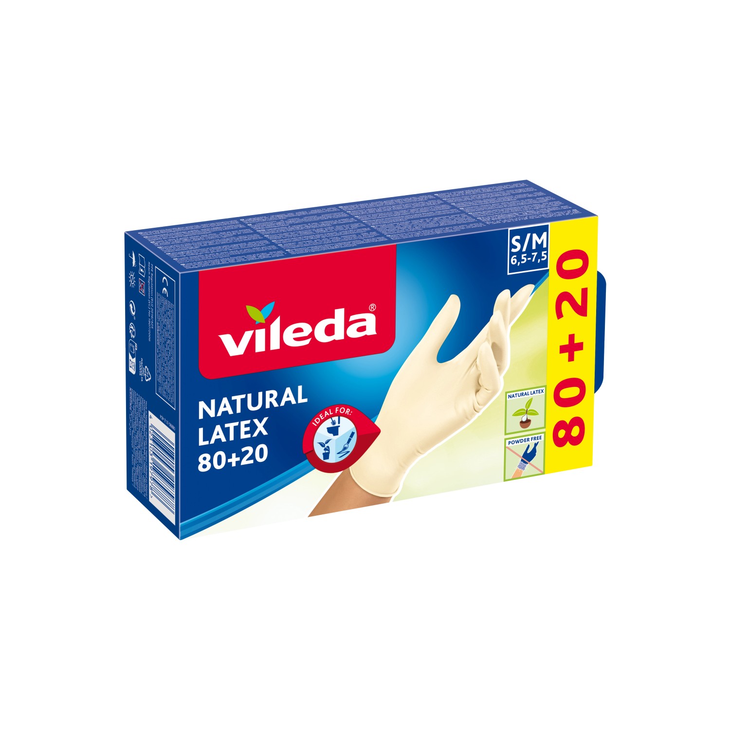 Vileda Einweghandschuh Natural Latex 80+20 S/M