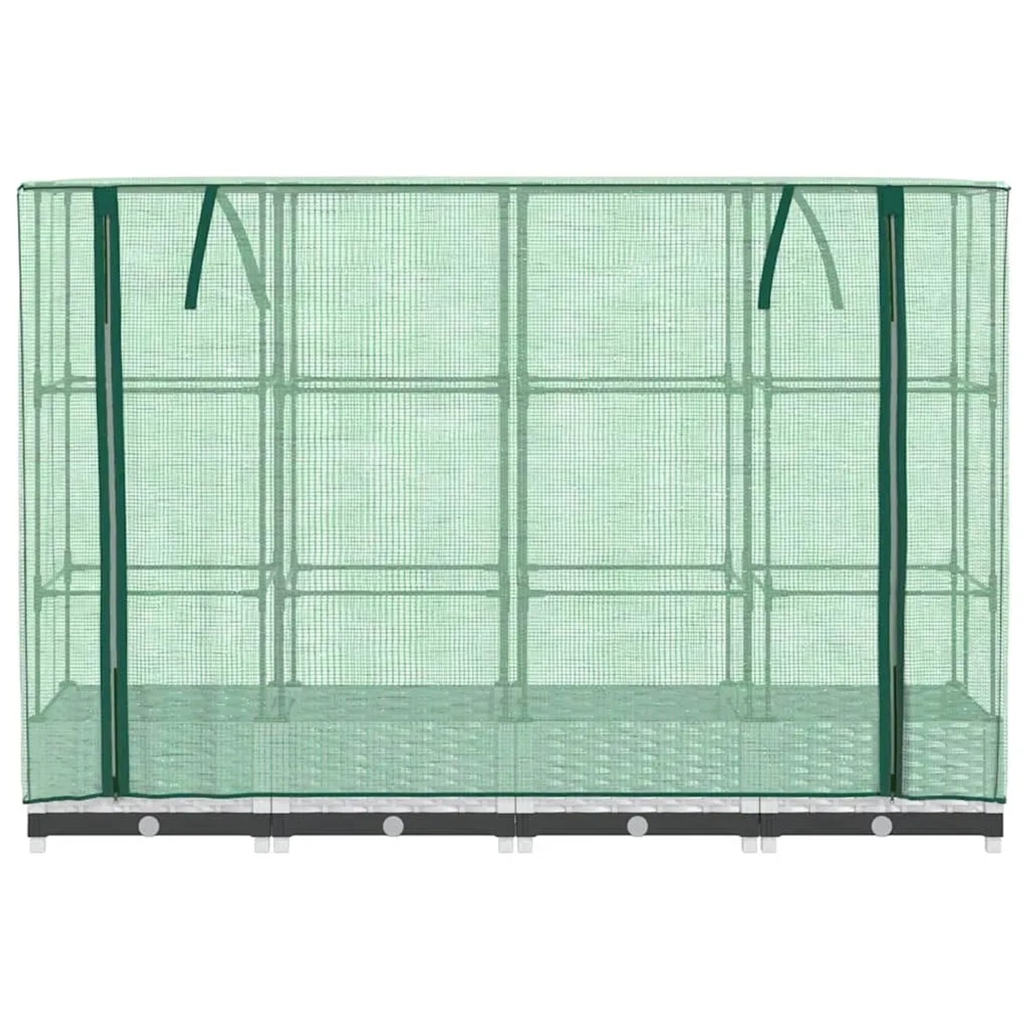 Furnicato Hochbeet mit Gewächshausaufsatz in Rattanoptik, 160x40x123 cm.