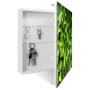 Weißer Schlüsselkasten mit Efeu-Motiv, Magnettafel, beschreibbar, 50 Haken.