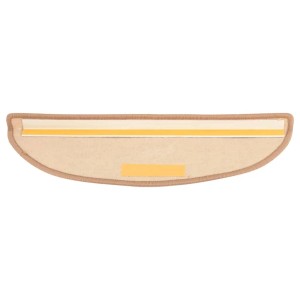 Hellbraune, selbstklebende Stufenmatte, 56x17 cm, Rückseite mit Klebestreifen.