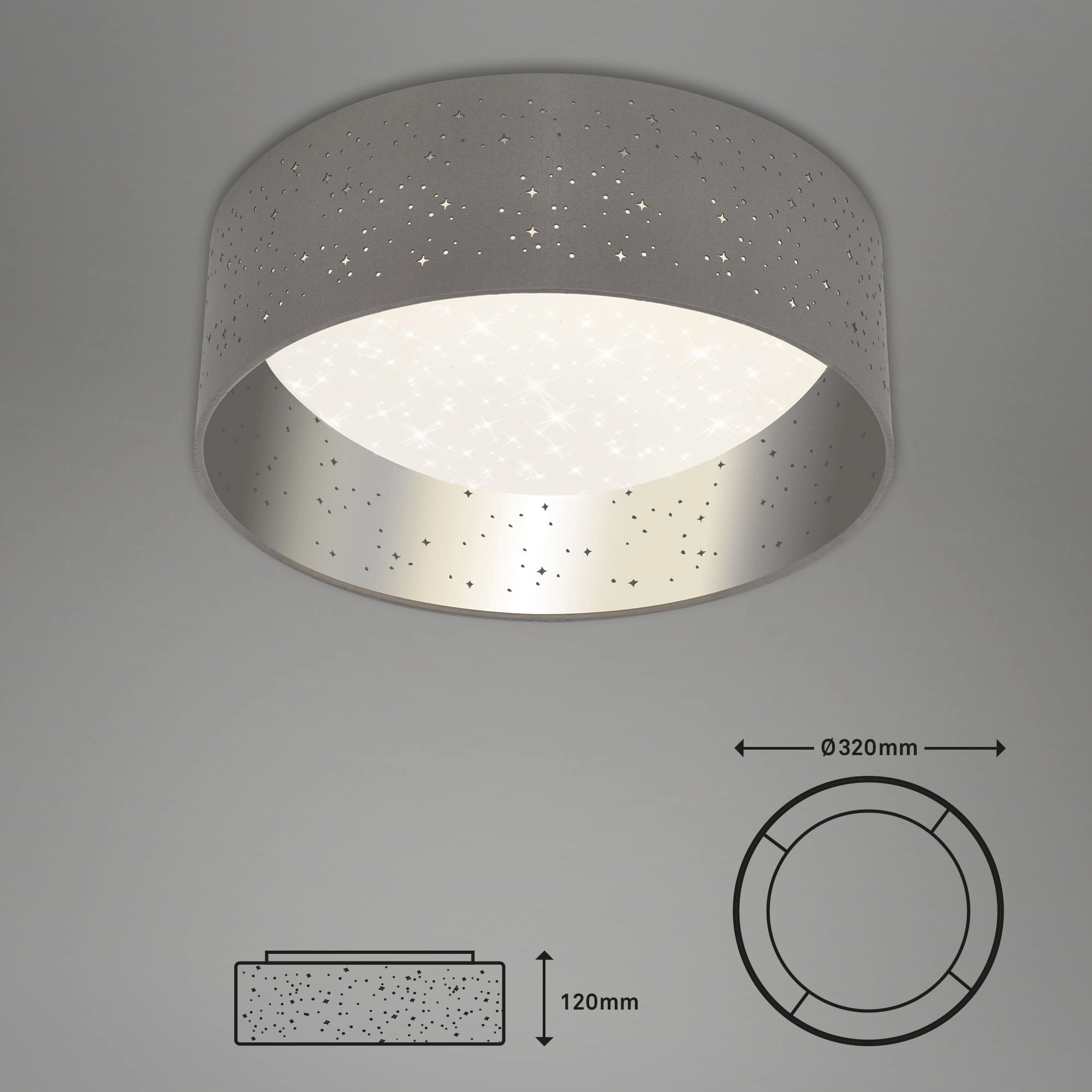 Brilo LED-Deckenleuchte OBI kaufen Ø bei cm 32 Maila Grau-Silber