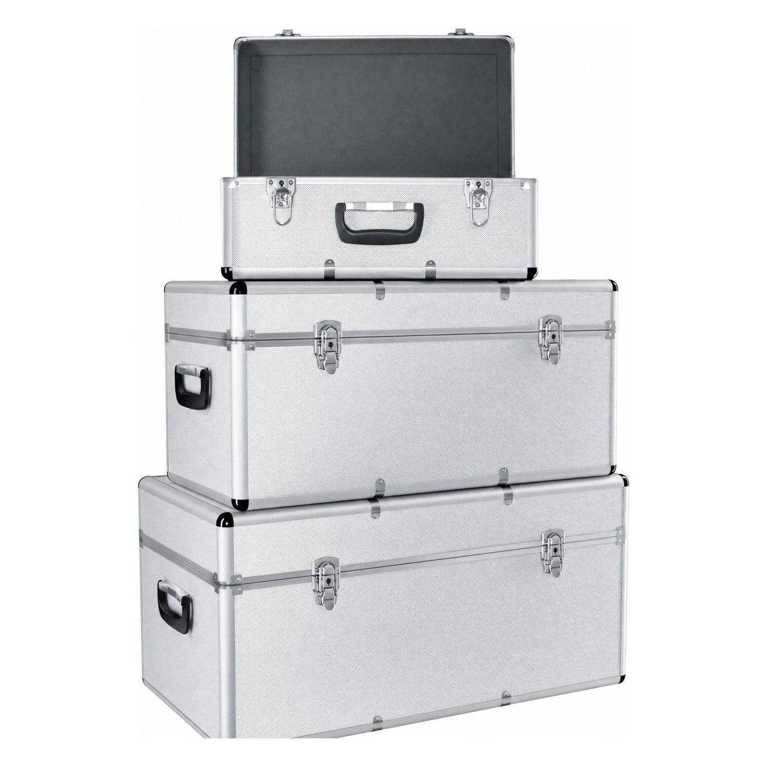 MASKO Alu Boxen Alukiste Transportbox Werkzeugkiste Lagerbox Silber 3 Stück