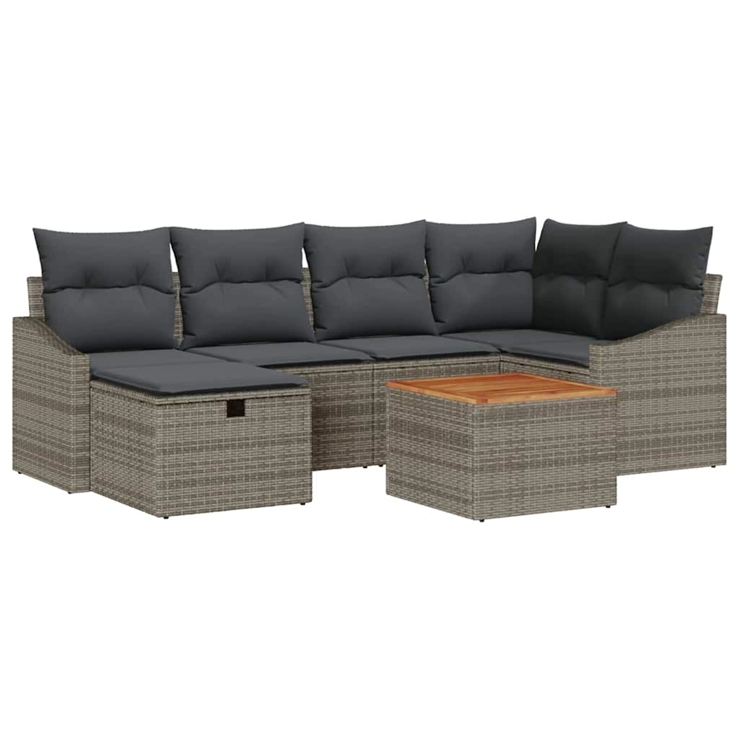 vidaXL Garten-Sofa-Set mit Kissen mit Speicher 7-Tlg Grau Poly Rattan 33608 günstig online kaufen