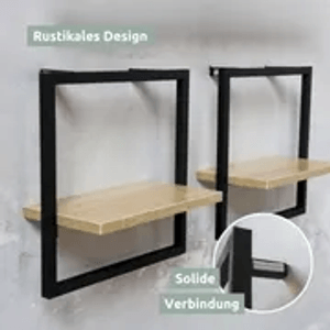 holz4home Wandregal Sonoma Small mit schwarzem Rahmen. Modernes Design für Wohnzimmer und mehr.