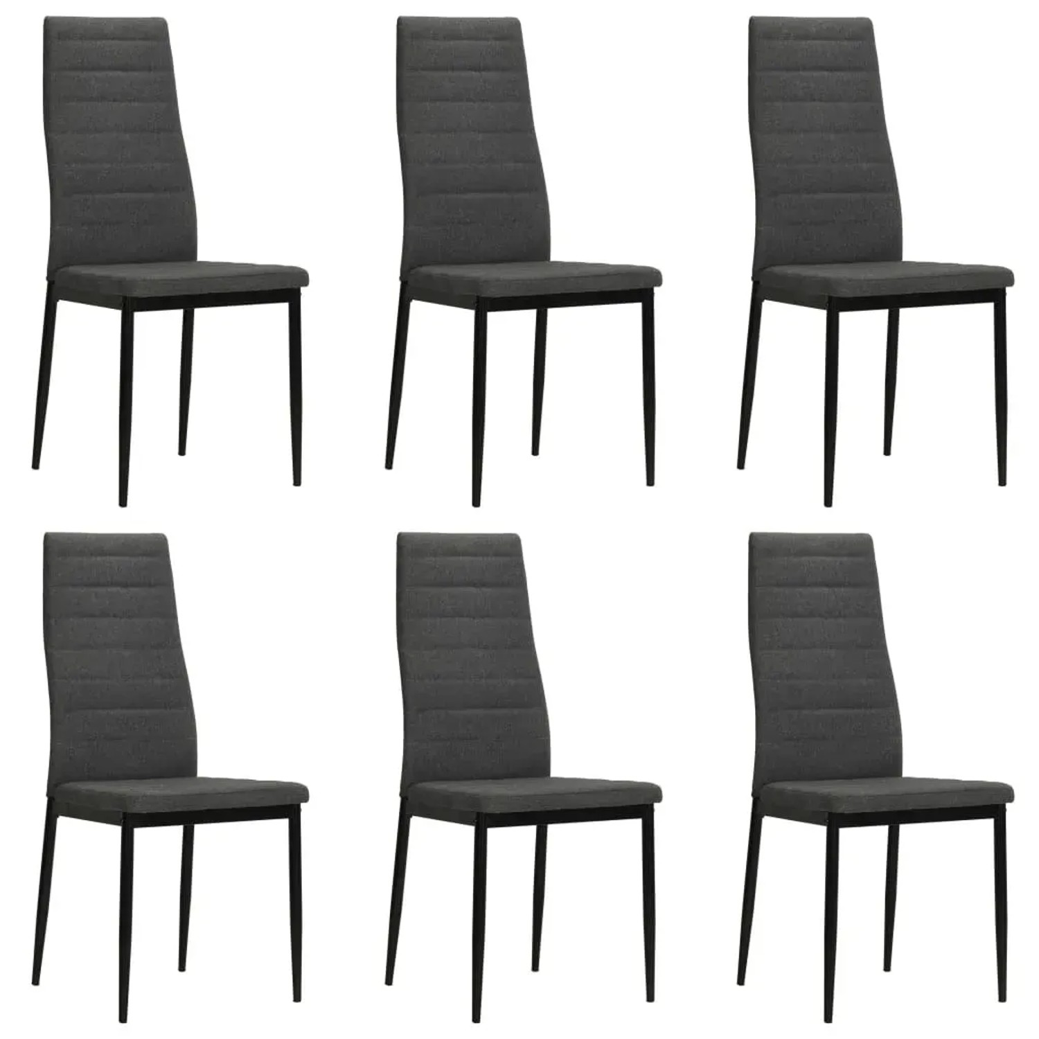 vidaXL Esszimmerstühle 6 Stk Dunkelgrau Stoff 275379