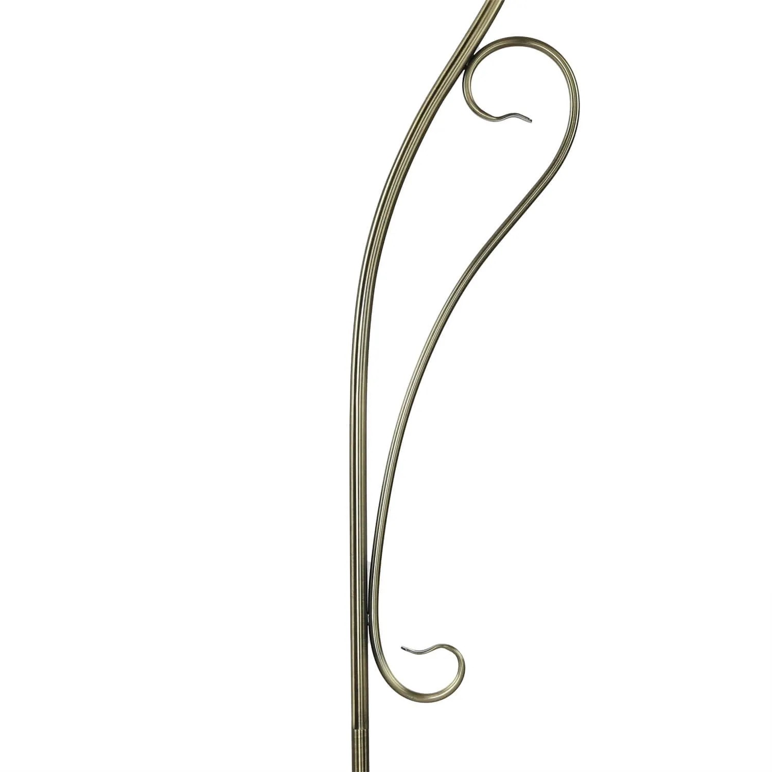 Detailaufnahme der gebogenen EASYLIGHT Stehlampe im Jugendstil, Messing Antik.
