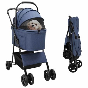 vidaXL Faltbarer Haustierwagen Blau 81 x 47 x 99 cm Polyester 42012434