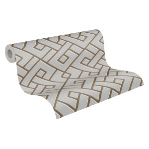 Michalsky Living Vliestapete Change mit Grafikmuster in Grau und Gold Metallic.