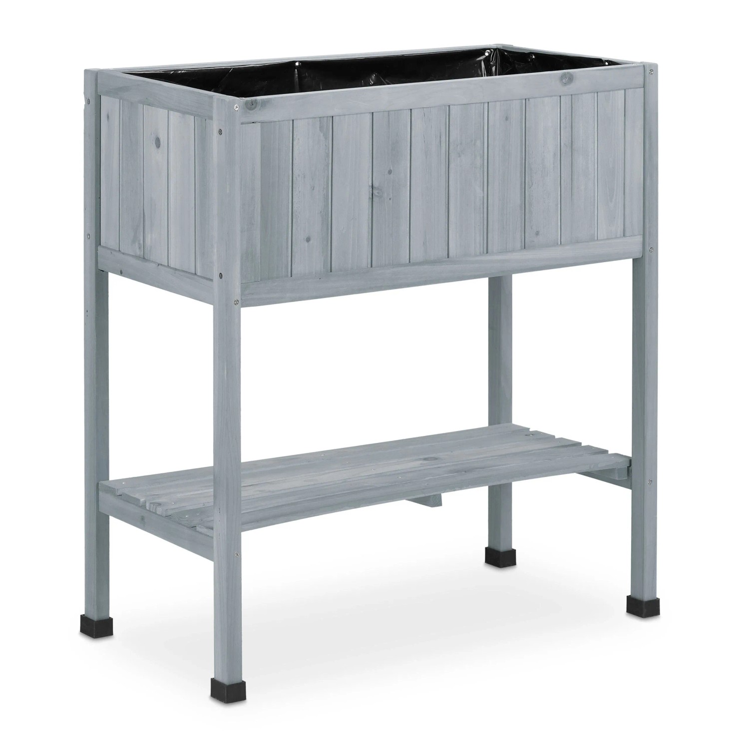 Relaxdays Hochbeet Holz Grau mit Folie 80,5 cm x 74 cm x 38 cm 5,5 kg