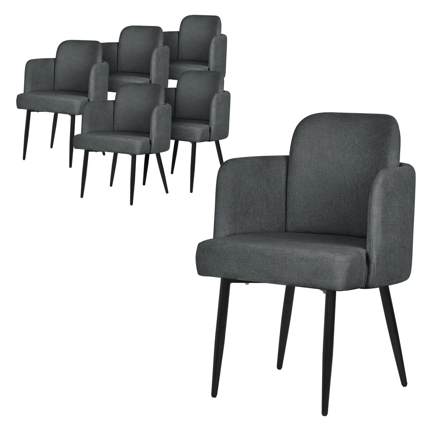 ML-Design Esszimmerstühle 6Er Set Anthrazit mit Stoffbezug & Armlehne günstig online kaufen
