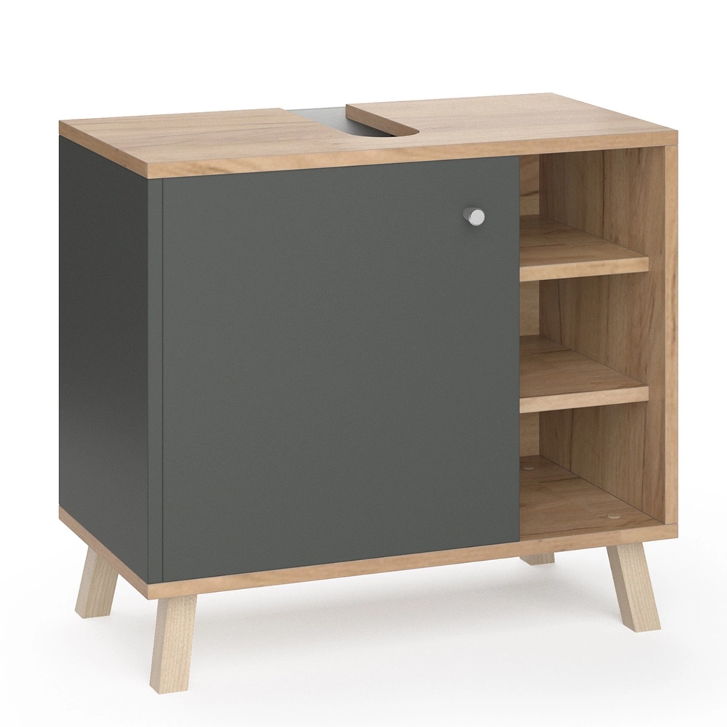 Vicco Waschbeckenunterschrank Senyo, Anthrazit/Goldkraft Eiche, 60 x 54 cm günstig online kaufen