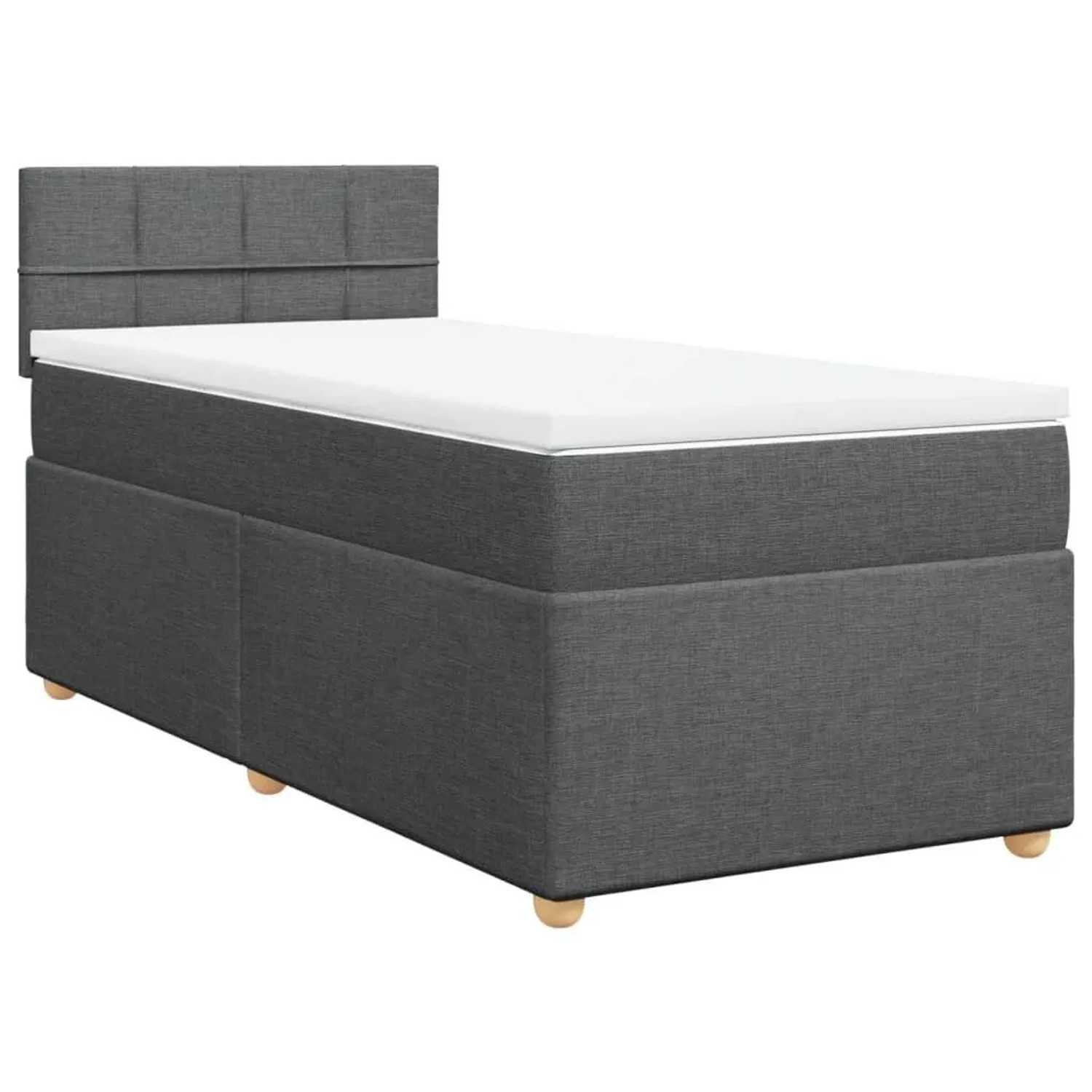 vidaXL Boxspringbett mit Matratze Dunkelgrau 90x200 cm Stoff 3286564
