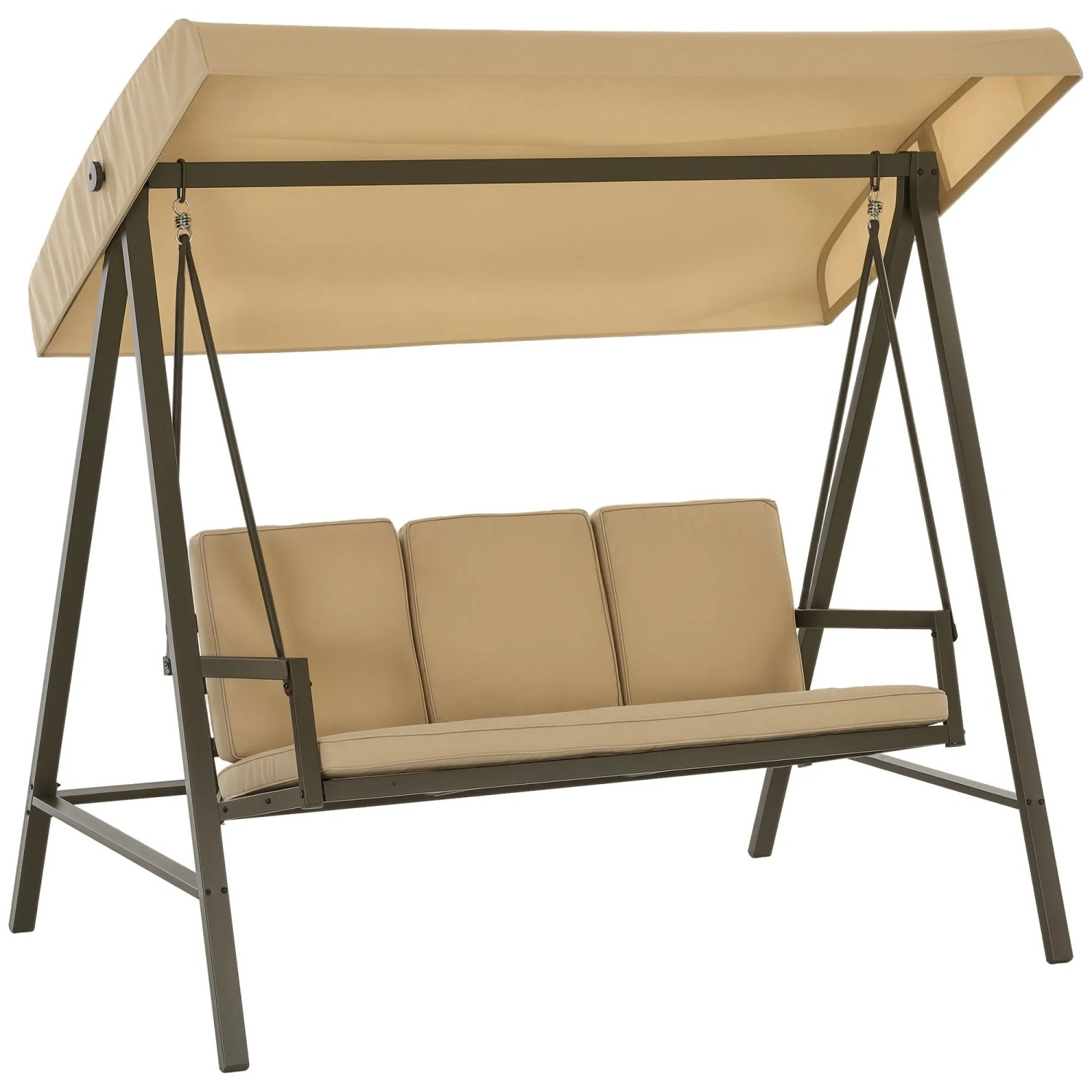 Outsunny Hollywoodschaukel 3-Sitzer Beige 200 x 125 x 175 cm