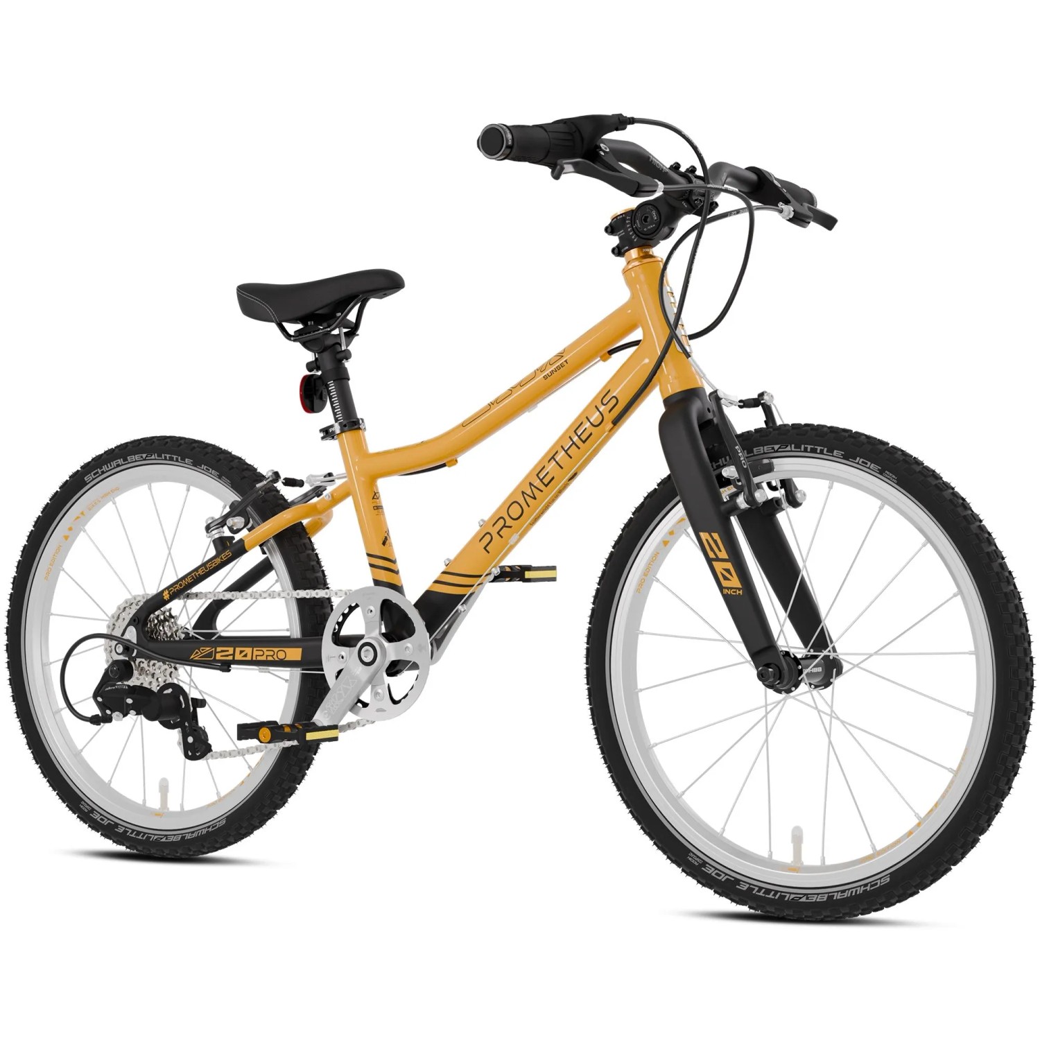 PROMETHEUS BIKES Kinderfahrrad 20 Zoll PRO ab 6 Jahren Ultraleicht 7-Gang Premium Orange Schwarz