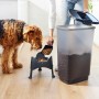 Rotho Tierfutterbehälter Cody 50 l transparent/grau mit Hund und Futterstation.