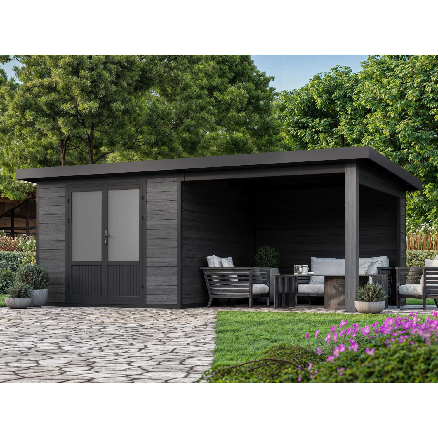 Fjordholz WPC Gartenhaus mit Terrasse Modell Style DeLuxe