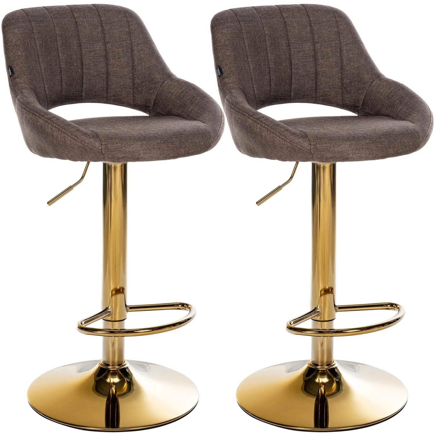 CLP 2er Set Barhocker Milet Stoff Metall Gold/Braun