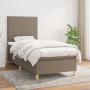 Boxspringbett Taupe (90x190 cm) mit Matratze und Kopfteil. Stoffbezogenes Einzelbett.