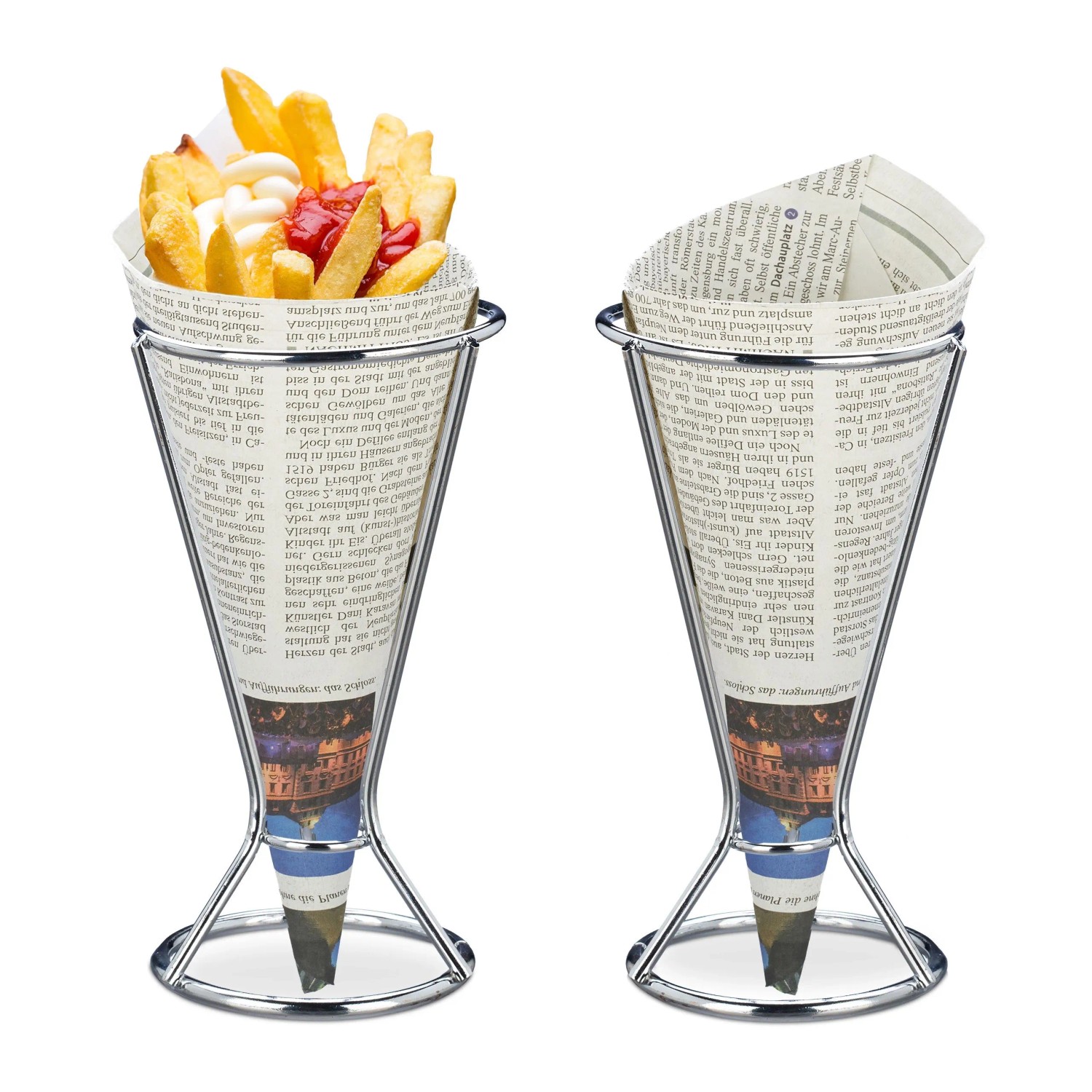 Relaxdays Pommeshalter Edelstahl Silber 2er Set 16 Cm X 9, 5 Cm 120 G