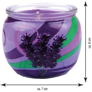 HS Candle Duftkerze Lavendel im Glas, 6er Pack. Dekorative Kerze mit Lavendel Motiv.