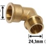LUX Gewinde-Winkel aus Messing, 24,1 mm (Rp 3/4) x 26,4 mm (R 3/4) für Heizung und Trinkwasser.