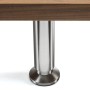 SOTECH Möbelfuß ALPHA, 150 mm, Edelstahloptik, Aluminium, zylindrisch, an Holzmöbel montiert.