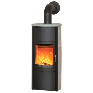 Hark Keno ECOplus Kaminofen mit Natursteinverkleidung, schwarz/grau, 7kW, Energieeffizienzklasse A+