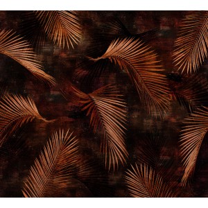 Erismann Fototapete Guido Maria Kretschmer Glossy Palms Bronze, dunkler Hintergrund mit bronzefarbenen Palmblättern.