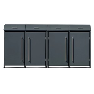 Westmann Mülltonnenbox Moderna für 4 Tonnen (je 240 l) in Anthrazit. Aufbewahrungsbox aus Stahl mit Griffen.