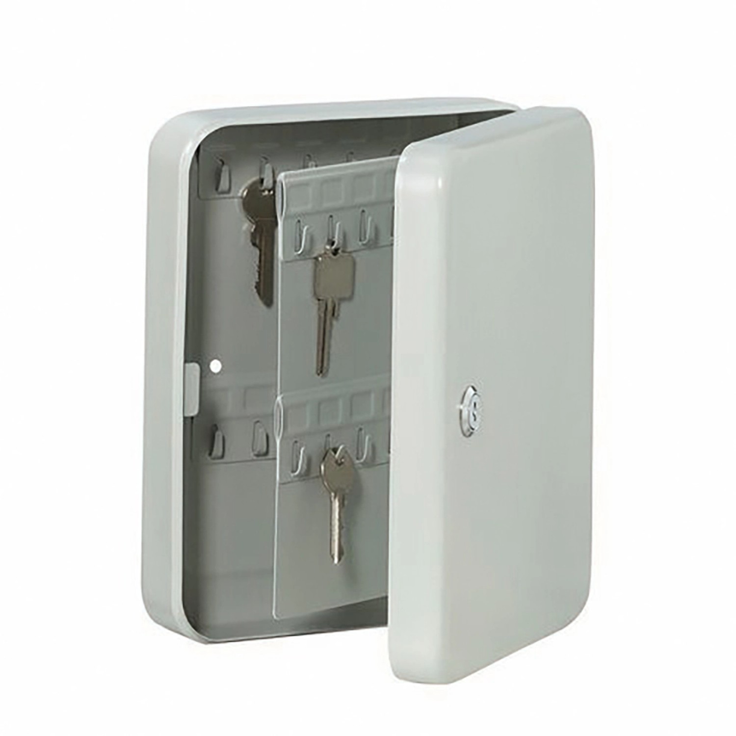 Burg Wächter Schlüsselkasten Favor KC 48, hellgrau, mit 48 Haken und zwei Schlüsseln.