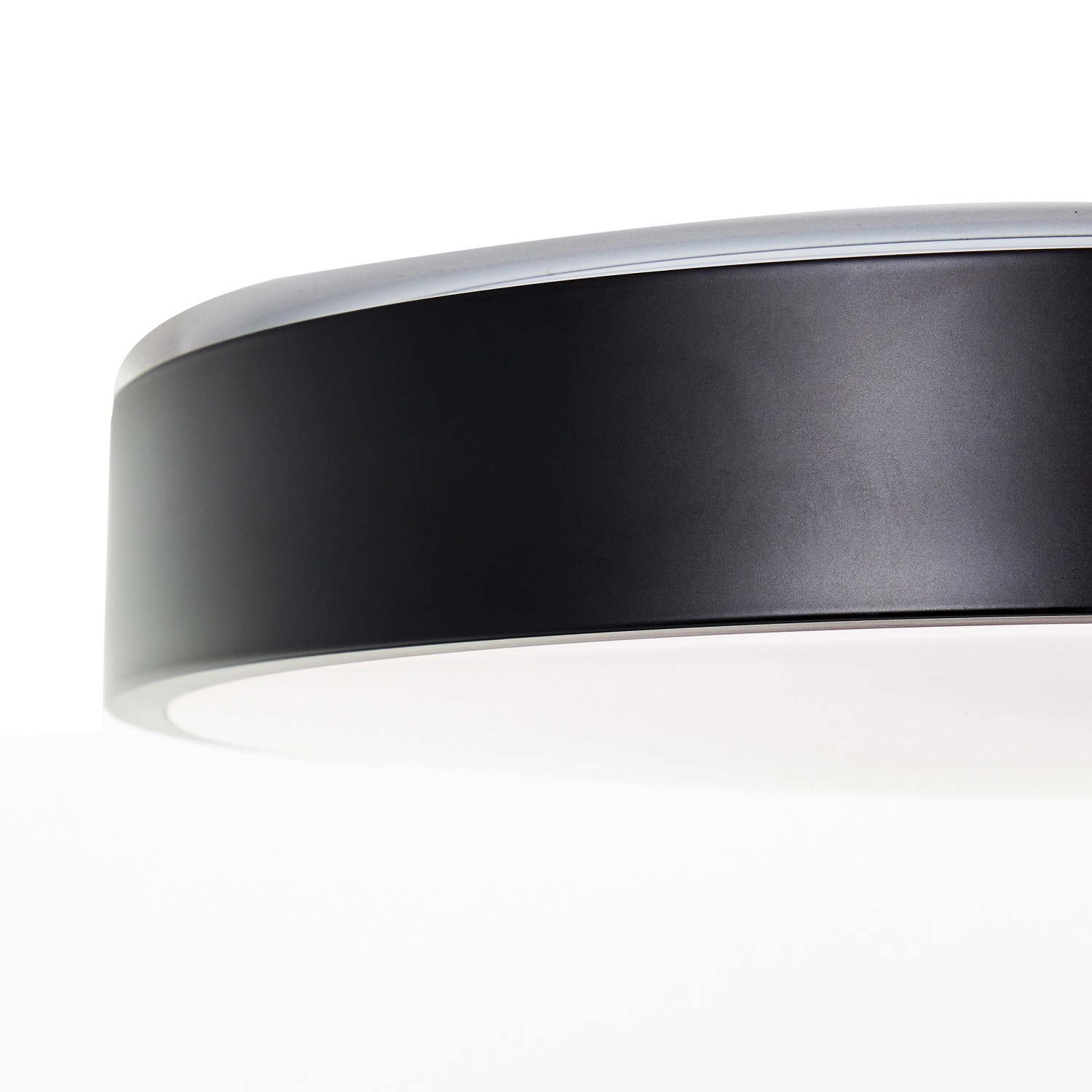 Smarte LED-Deckenleuchte Vadin, schwarz/weiß, Ø 33cm. Moderne Lampe mit einstellbarer Lichtfarbe und Fernbedienung.