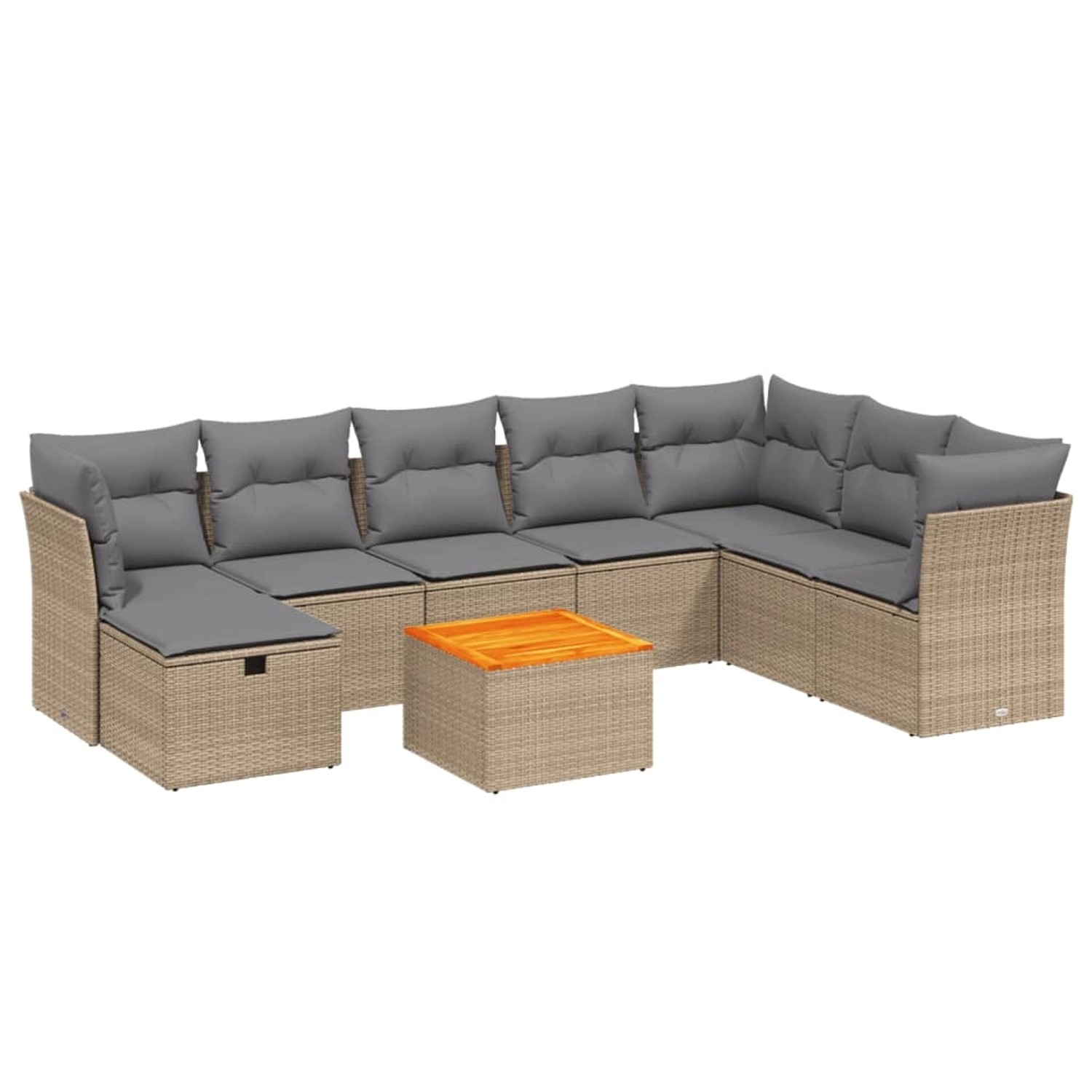 vidaXL 9-tlg Garten-Sofagarnitur mit Kissen Beige Poly Rattan Modell 115 günstig online kaufen