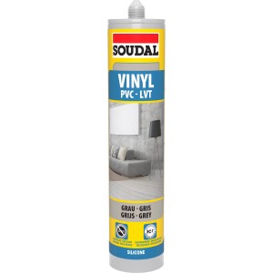 Soudal Vinyl- & PVC-Dichtstoff Grau, 290ml Kartusche für dauerelastische Fugen.