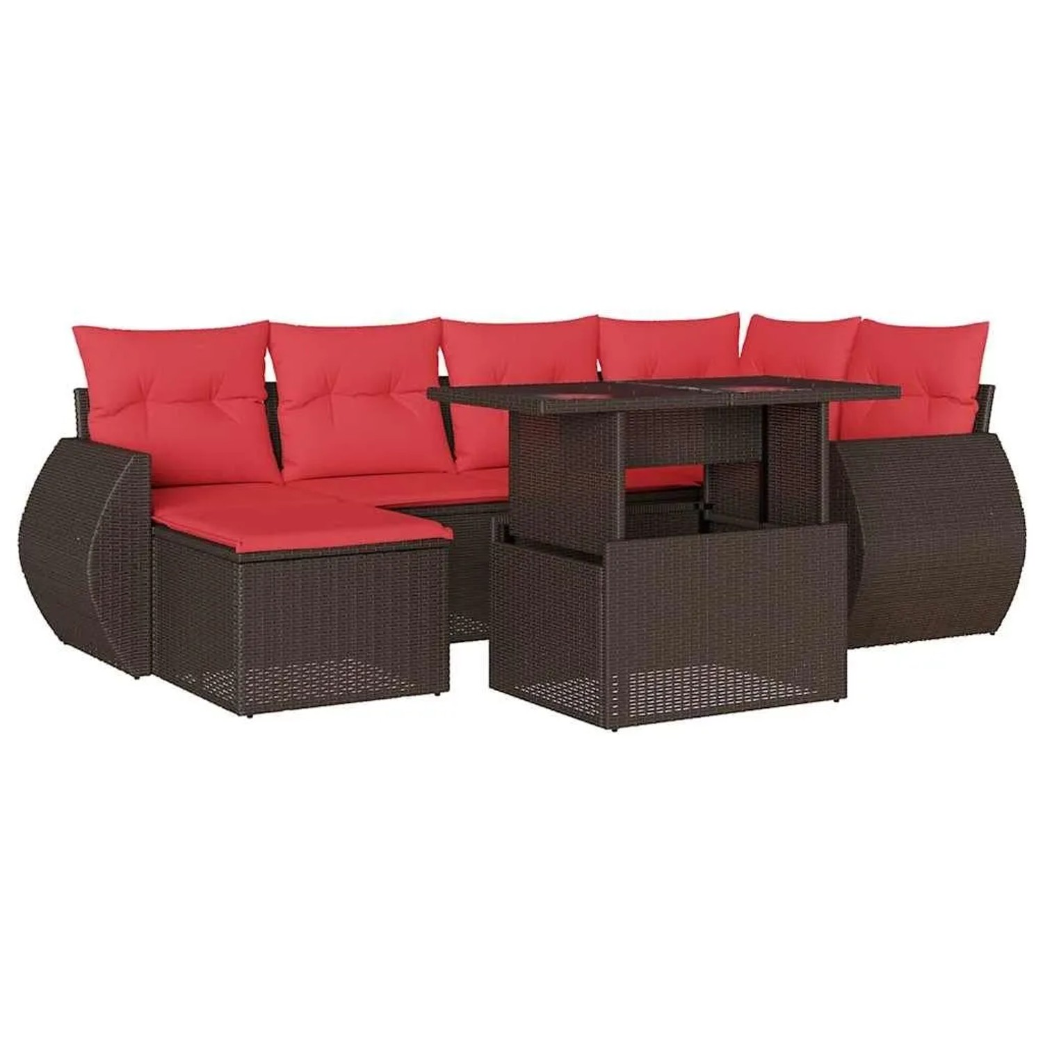 vidaXL 7-Tlg Gartensofa-Set mit Kissen Braun Polyrattan 3268684 günstig online kaufen