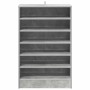 vidaXL Schuhschrank Betongrau aus Holzwerkstoff mit 7 offenen Fächern, 60x35x92 cm.