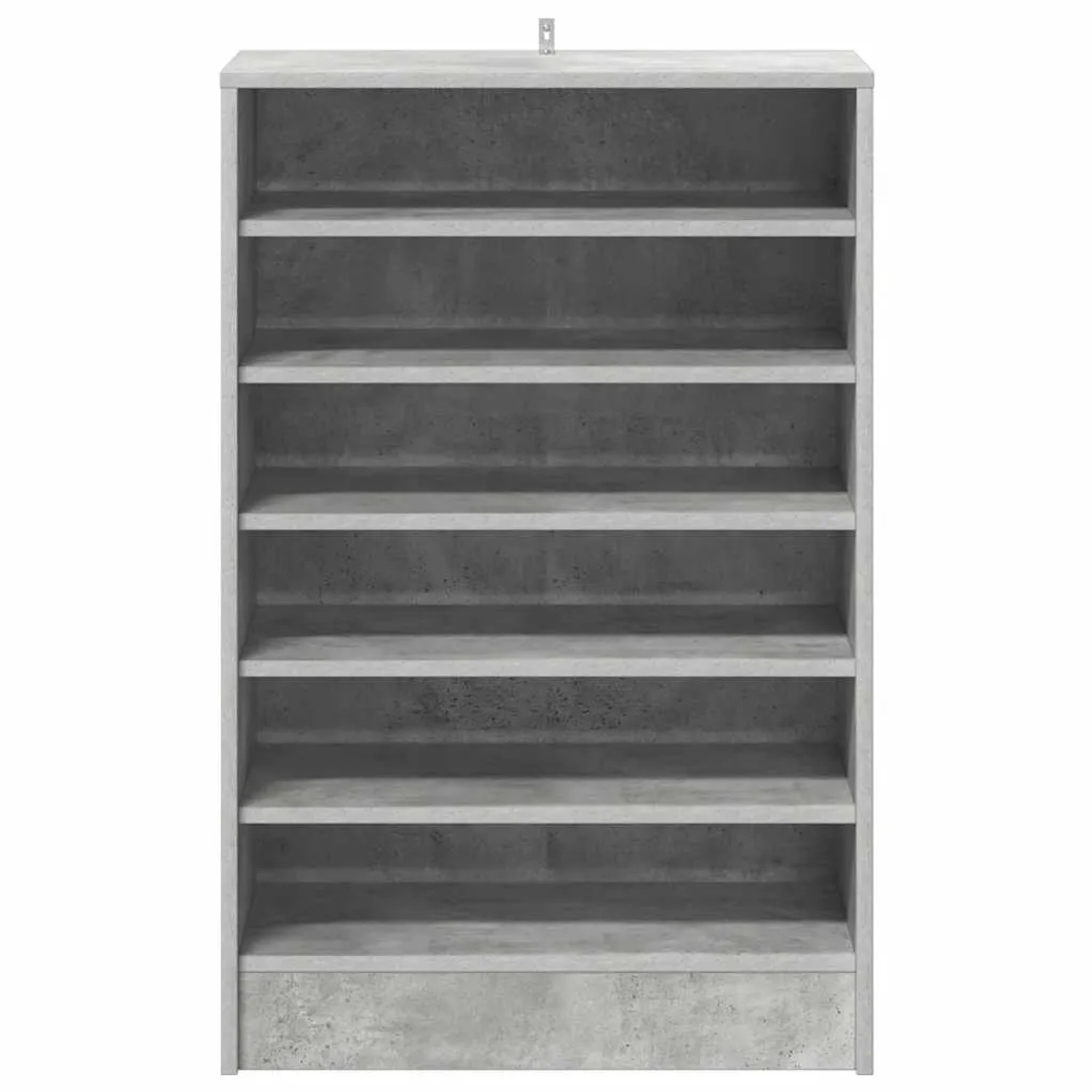 vidaXL Schuhschrank Betongrau aus Holzwerkstoff mit 7 offenen Fächern, 60x35x92 cm.