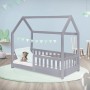 ML-Design Kinderbett 70x140 cm in Hellgrau mit Rausfallschutz und Lattenrost.