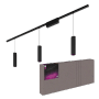 Schwarze Philips Hue Perifo LED-Pendelleuchte, 3-flammig, mit Schienensystem. Moderne Deckenleuchte.