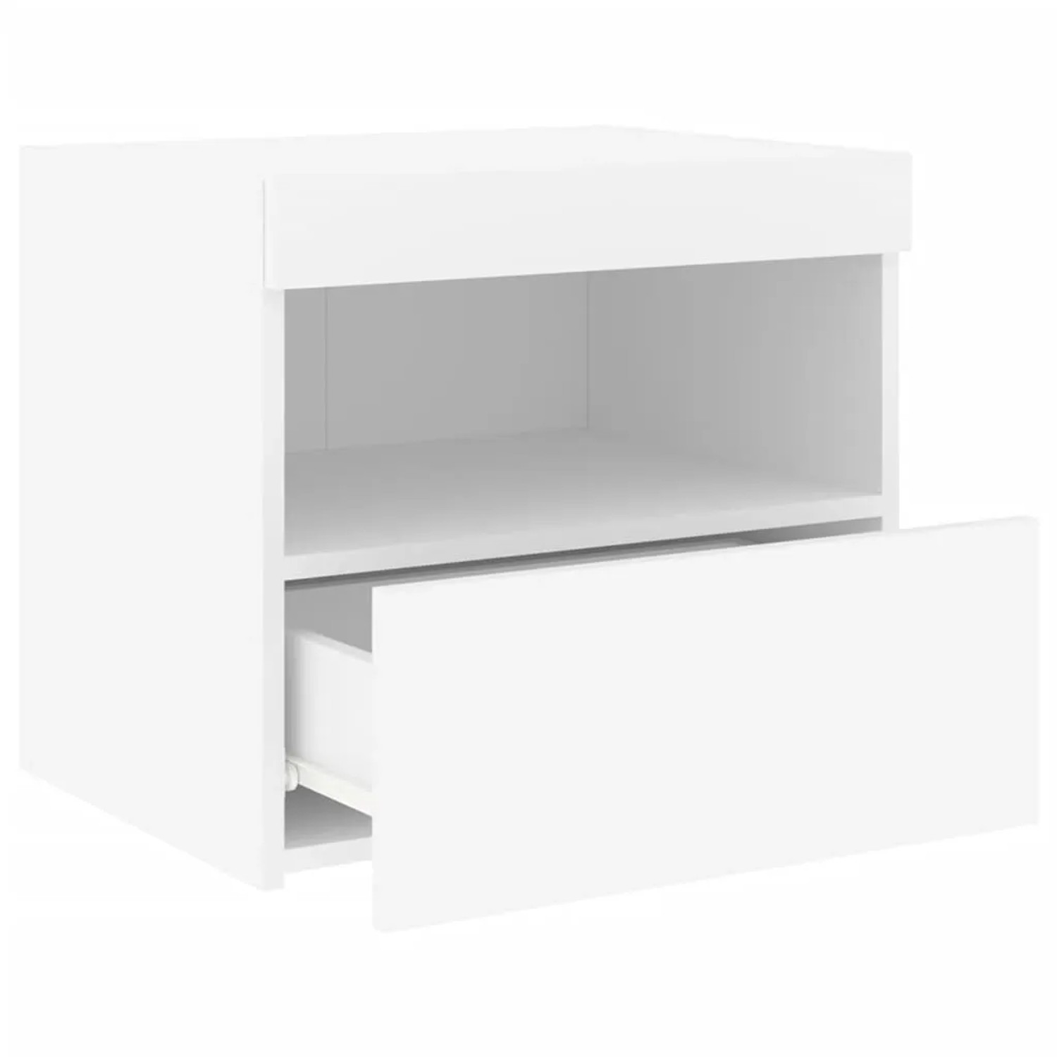 Weißer Nachttisch mit LED-Beleuchtung und Schublade, vidaXL, 50x40x45 cm.