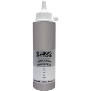 Lukas Cryl Studio Premium Acrylfarbe in Silber, 250ml Flasche.