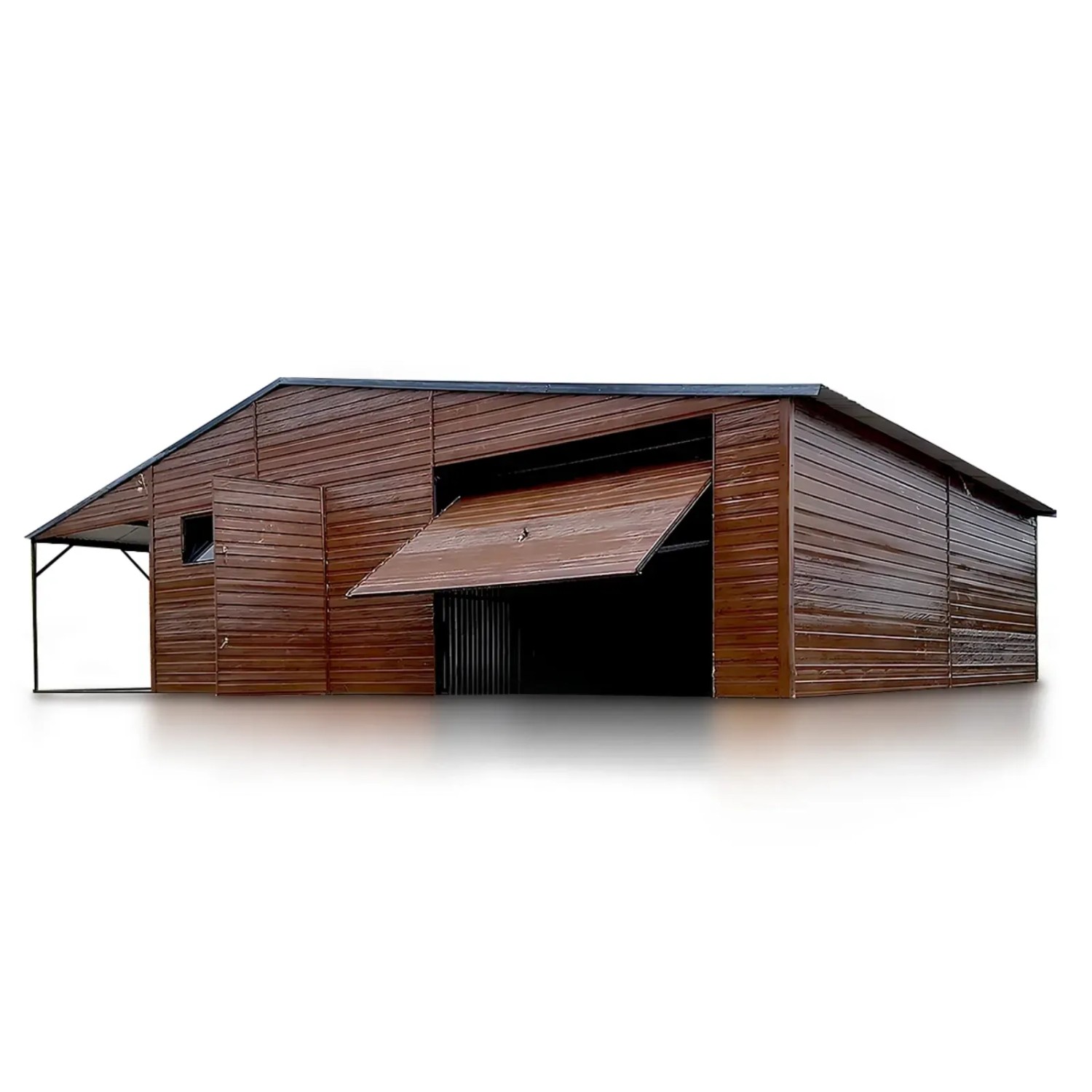 Liderstal Einzelgarage Basic aus Blech 1100 x 700 cm mit Carport Holzoptik