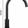 Schwarze baliv Küchenarmatur KI-1031 Einhebelmischer mit hohem, gebogenem Auslauf und Maßangaben.