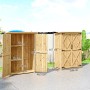 Outsunny Gartenschrank aus Tannenholz, naturbelassen, mit Regalen und Doppeltür. Werkzeugschrank für Garten.