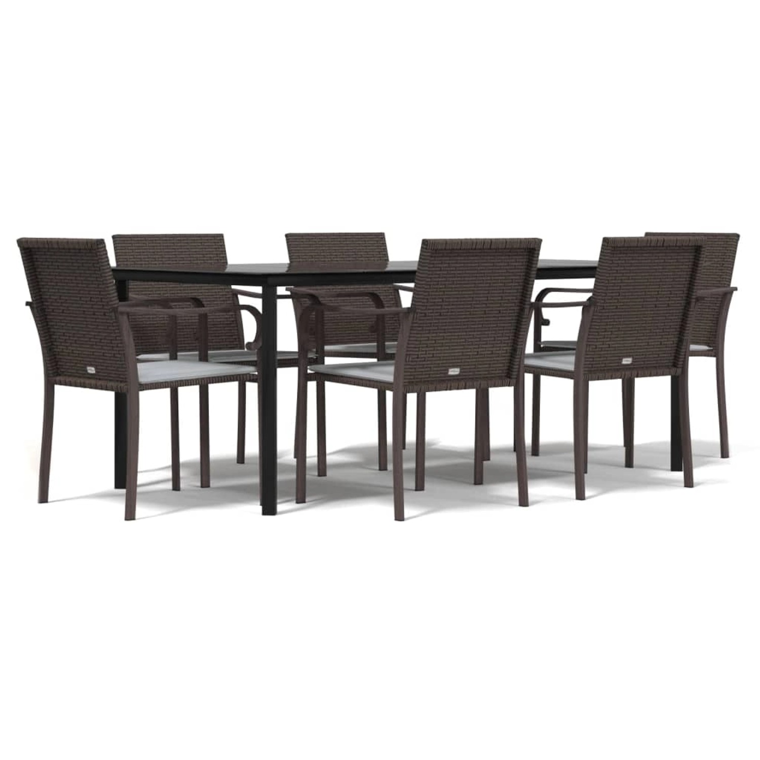 vidaXL 7-Tlg Garten-Essgruppe mit Kissen Poly Rattan und Stahl 3186965 günstig online kaufen